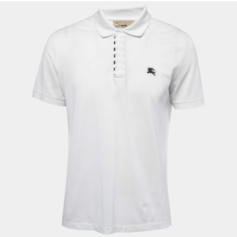 Burberry White Polo Shirt with Check Detail